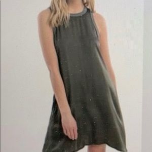NWT Nation Ltd.   Large Silk army green dress with racer back.  Aline dress
